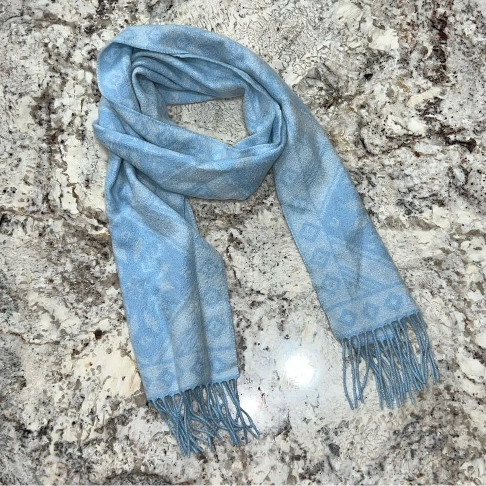 Charter Club Cashmere Two-Tone Blue Snowflake Fair Isle Pattern Scarf